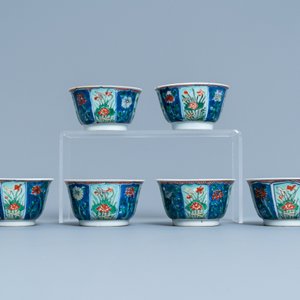 Six tasses et soucoupes en porcelaine de Chine famille verte, Kangxi — photo 6