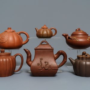 Six théières couvertes en grès de Yixing, Chine, 19ème — photo 2