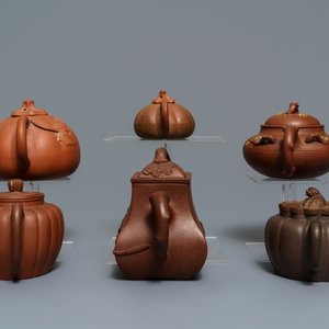 Six théières couvertes en grès de Yixing, Chine, 19ème — photo 3