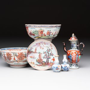 Six varied Chinese European-decorated wares, Kangxi/Qianlong — foto 1