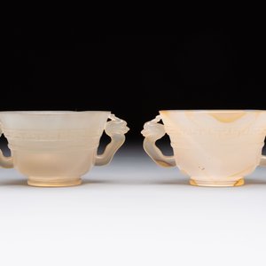 Six various Chinese agate, soapstone and serpentine wares, 19/20th C. — photo 12