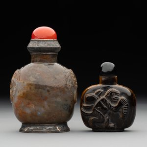Six various Chinese carved hardstone snuff bottles, 19/20th C. — photo 8