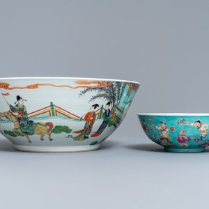 Six various Chinese famille rose and verte bowls, 19/20th C. — photo 2