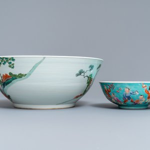 Six various Chinese famille rose and verte bowls, 19/20th C. — photo 4