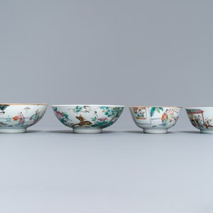 Six various Chinese famille rose and verte bowls, 19/20th C. — photo 8