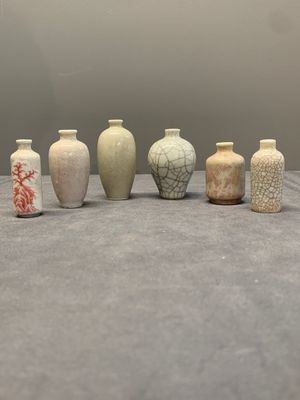 Six various Chinese ge-type and copper-red snuff bottles, 19th C. — photo 1