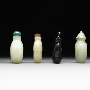 Six various Chinese hardstone and jade snuff bottles, 19/20th C. — 照片 3