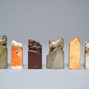 Six various Chinese hardstone seals with horses, 19/20th C. — photo 3