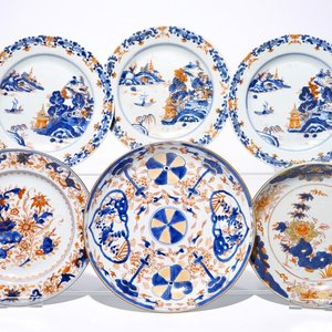 Six various Chinese Imari-style dishes and plates, Kangxi/Qianlong — 照片 1