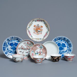 Six various Chinese saucers and four cups, Yongzheng and later — photo 1