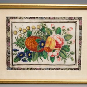 Six various framed Chinese rice paper paintings, Canton, 19th C. — photo 12