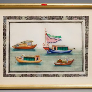 Six various framed Chinese rice paper paintings, Canton, 19th C. — photo 10