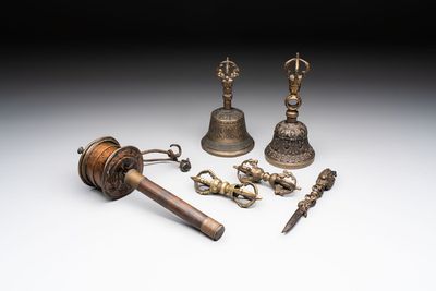 Six various Tibetan ritual objects, 19/20th C.