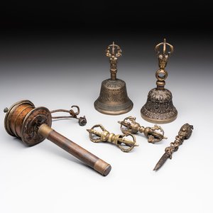 Six various Tibetan ritual objects, 19/20th C. — photo 1