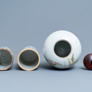 Six vases en porcelaine de Chine famille rose et qianjiang cai, 19/20ème — photo 6