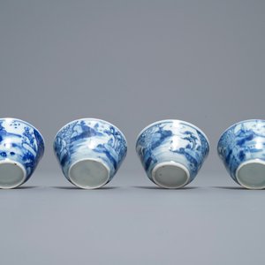 Sixteen Chinese blue and white cups and saucers, Kangxi — photo 20