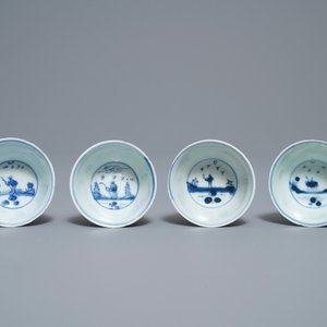 Sixteen Chinese blue and white cups and saucers, Kangxi — photo 21