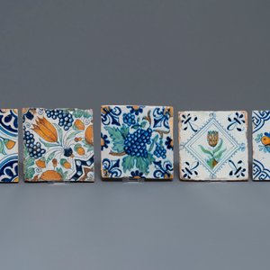 Sixteen polychrome Dutch Delft tiles with birds and flowers, 16/17th C. — 照片 4