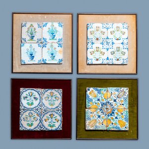 Sixteen polychrome Dutch Delft tiles with flowers and ornaments, 17th C. — 照片 1