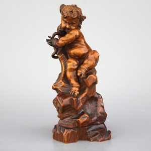 Statue sculptée en bois de buis (buxus) de Hercules avec serpent, env. 1620 — photo 1
