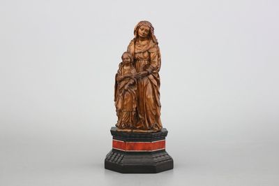 Statue sculptée en bois de buis (buxus) de Saint-Anne et la Vierge, env. 1600