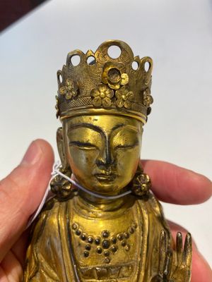 Statuette de Guanyin en bronze doré, Corée, 17ème — photo 7
