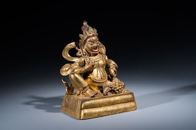 Statuette de Jambhala en bronze doré, Sino-Tibet, 18ème