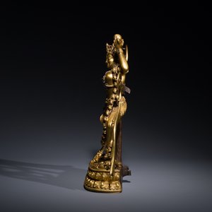 Statuette de Sarvabouddha Dakini en bronze doré, Sino-Tibet, probablement 15ème — photo 3