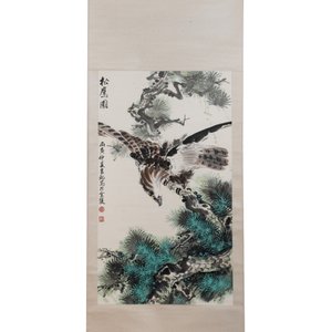 Su Yunchang 蘇運昌: 'Eagle', ink and colour on paper, 20th C. and Dong Liangguan 董良觀: 'Eagle', ink and colour on paper, 20th C. — photo 2