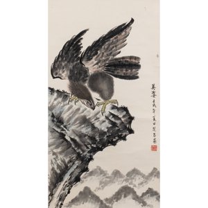 Su Yunchang 蘇運昌: 'Eagle', ink and colour on paper, 20th C. and Dong Liangguan 董良觀: 'Eagle', ink and colour on paper, 20th C. — photo 8