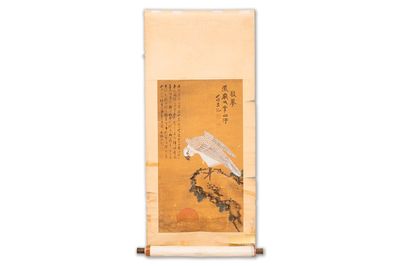 Suiveur de Lu Ji 呂紀 (1439-1505): 'Aigle et lever du soleil', encre et couleur sur soie, Ming ou postérieur