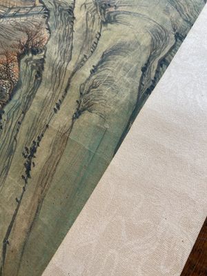 Suiveur de Qiu Ying 仇英 (1494-1552) : 'Paysage montagneux aux pavillons', encre et couleurs sur soie, daté 1545 mais probablement postérieur — photo 8