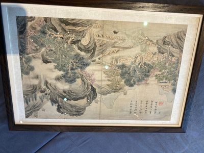 Suiveur de Tang Yin 唐寅 (1470-1524): 'Cinq paysages et un album avec deux paysages', encre et couleurs sur soie, 20ème — photo 13