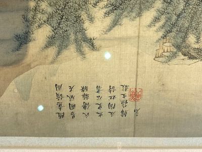 Suiveur de Tang Yin 唐寅 (1470-1524): 'Cinq paysages et un album avec deux paysages', encre et couleurs sur soie, 20ème — photo 26