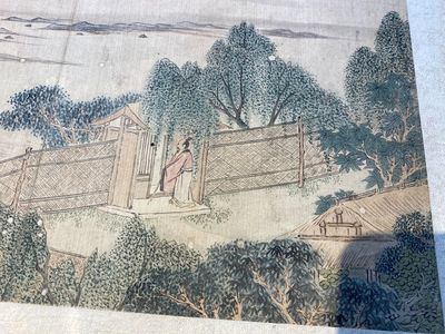 Suiveur de Tang Yin 唐寅 (1470-1524): 'Cinq paysages et un album avec deux paysages', encre et couleurs sur soie, 20ème — photo 3