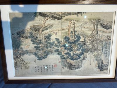 Suiveur de Tang Yin 唐寅 (1470-1524): 'Cinq paysages et un album avec deux paysages', encre et couleurs sur soie, 20ème — photo 10