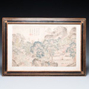Suiveur de Tang Yin 唐寅 (1470-1524): 'Cinq paysages et un album avec deux paysages', encre et couleurs sur soie, 20ème — photo 2