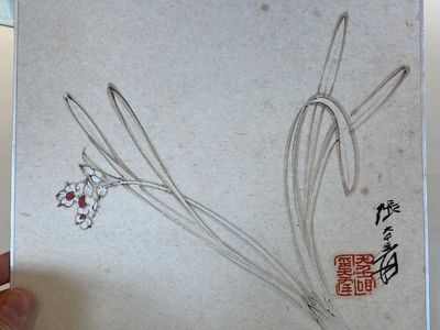 Suiveur de Zhang Daqian 張大千 (1898-1983): 'Beauté' et 'Orchidée', encre et couleurs sur papier — photo 8