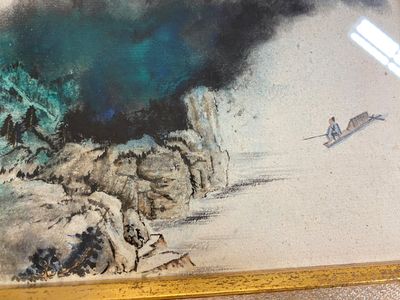 Suiveur de Zhang Daqian 張大千 (1898-1983): 'Paysage', encre et couleurs sur papier — photo 7