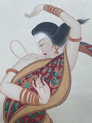 Sun Yunsheng 孫雲生 (1918-2000): 'Dancing female', ink and colour on paper, dated 1979 — foto 8
