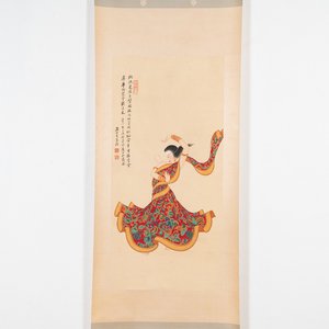 Sun Yunsheng 孫雲生 (1918-2000): 'Dancing female', ink and colour on paper, dated 1979 — foto 1