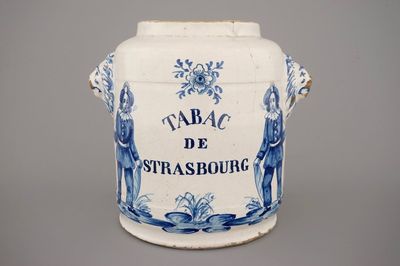 Tabakspot "Tabac de Strasbourg" in Brussels aardewerk, 18e eeuw