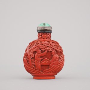 Tabatière chinoise lacquée vermillon — photo 2