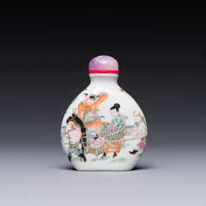 Tabatière en porcelaine de Chine famille verte à décor de mariage de la sœur de Zongkui, 19ème — photo 2