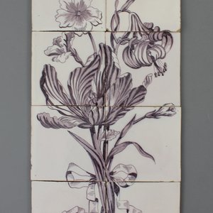 Tableau en faïence manganèse de Delft, décor bouquet, 19e-20e — photo 1