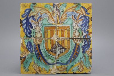Tableau héraldique de Seville, 4 carreaux, env. 1600
