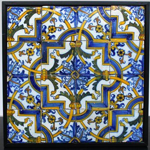 Tableau met 16 Portugese tegels, 17e eeuw — foto 1