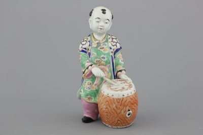 Tambour en porcelaine de Chine polychrome, 19e-20e
