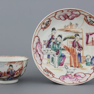 Tasse et pochon en porcelaine de Chine mandarin, 18e — photo 1