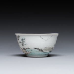 Tasse et soucoupe en porcelaine de Chine à décor de Lan Caihe en grisaille, Yongzheng — photo 6